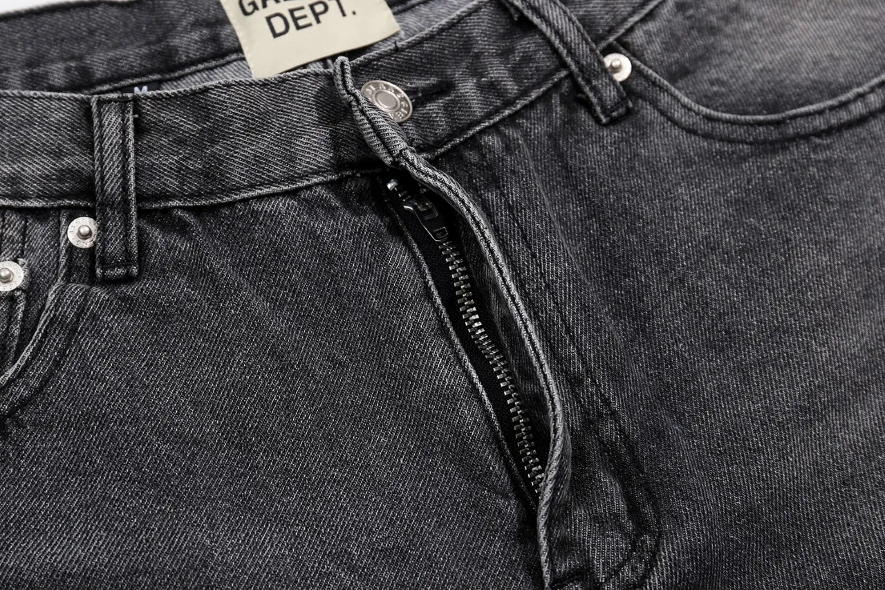 p230 (detail picture) 636#Gallery Dept New Basics Washed Black Gray Flared Splicing Jeans American Retro Casual Pants Black Gray S~XL